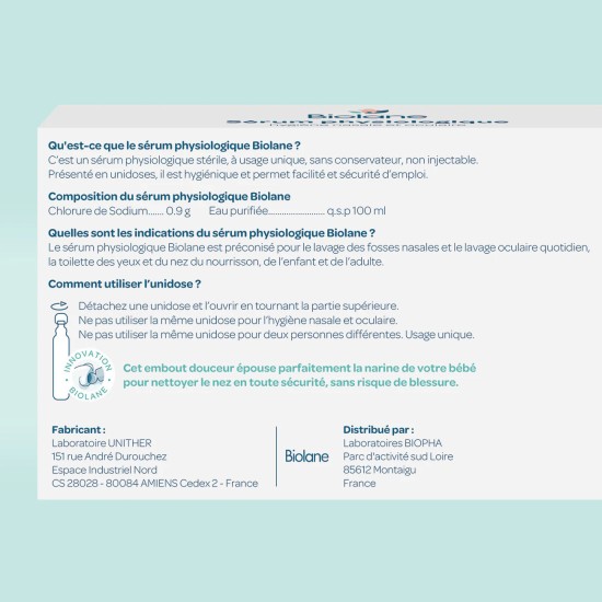 Biolane Sérum Physiologique 20 unidoses de 5 ml