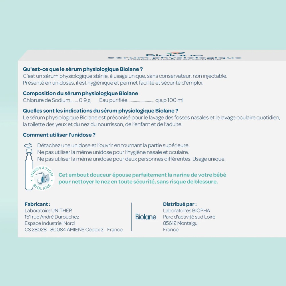 Biolane Sérum Physiologique 20 unidoses de 5 ml