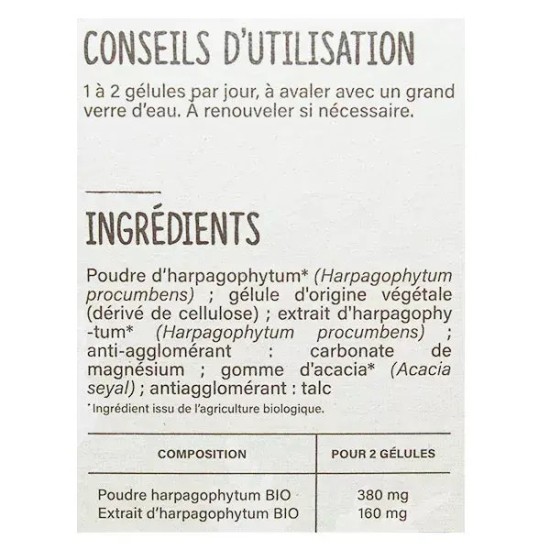 Nutrisanté harpagophytum bio 30 comprimés