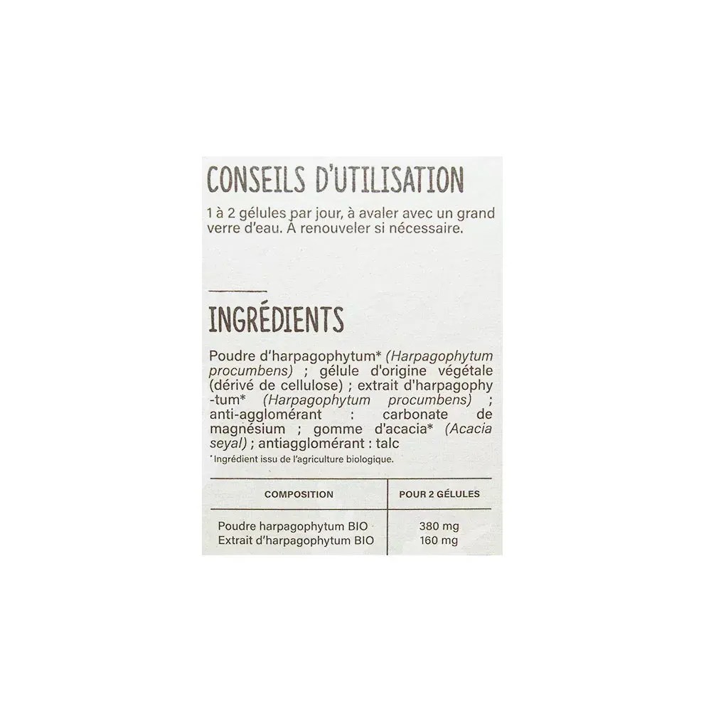 Nutrisanté harpagophytum bio 30 comprimés