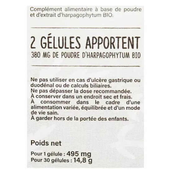 Nutrisanté harpagophytum bio 30 comprimés