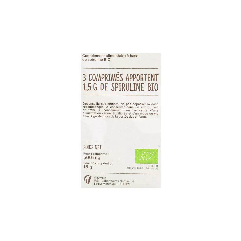 Nutrisanté Spiruline Bio 30 comprimés