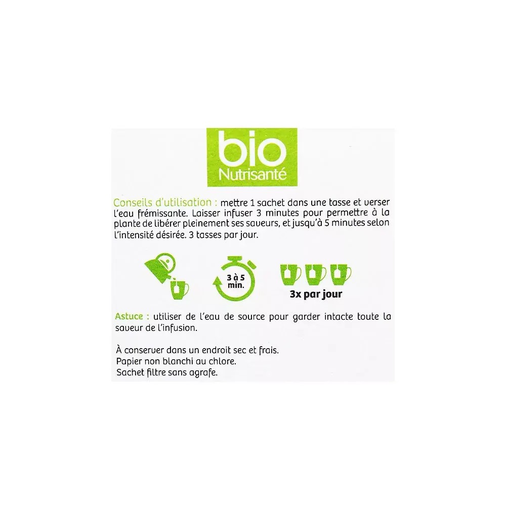 Nutrisanté Tisane Bio Camomille 20 sachets