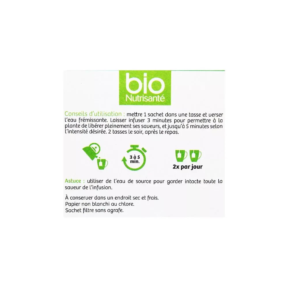 Nutrisanté Tisane Bio Verveine - 20 Sachets