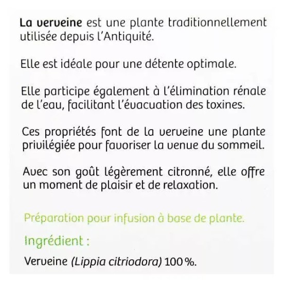Nutrisanté Tisane Bio Verveine - 20 Sachets