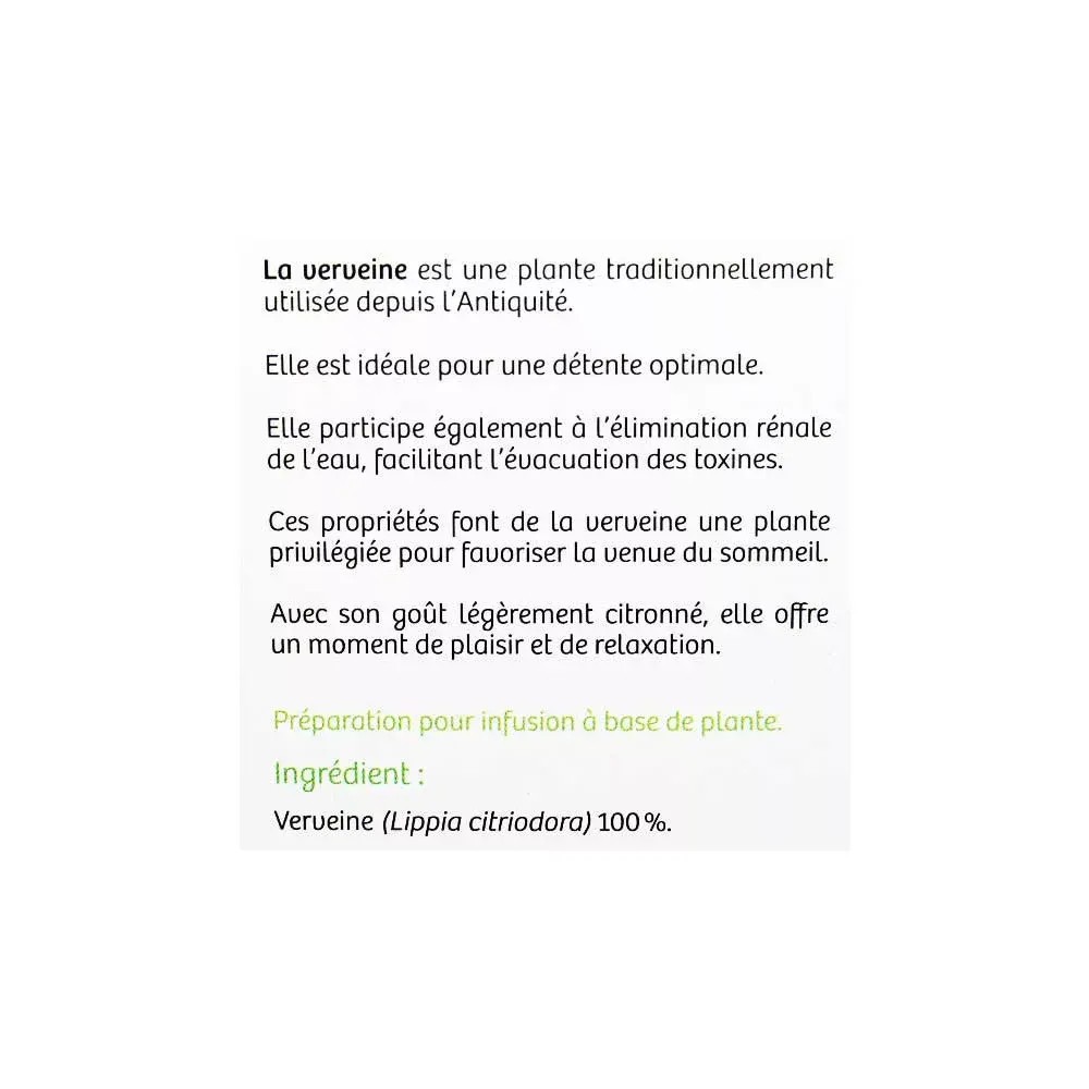 Nutrisanté Tisane Bio Verveine - 20 Sachets