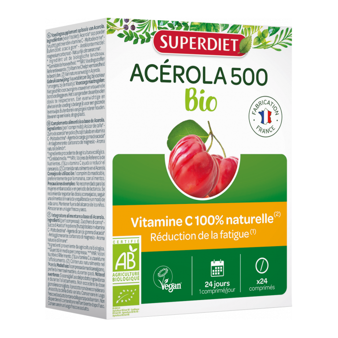 Superdiet Acérola 500 Bio 24 comprimés
