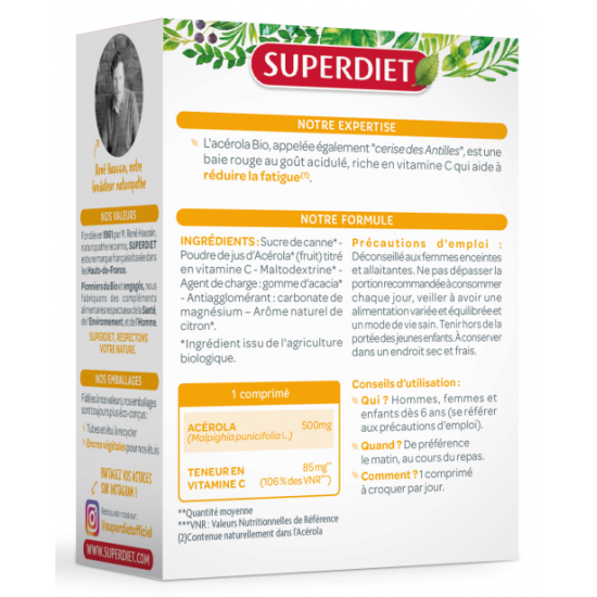 Superdiet Acérola 500 Bio 24 comprimés