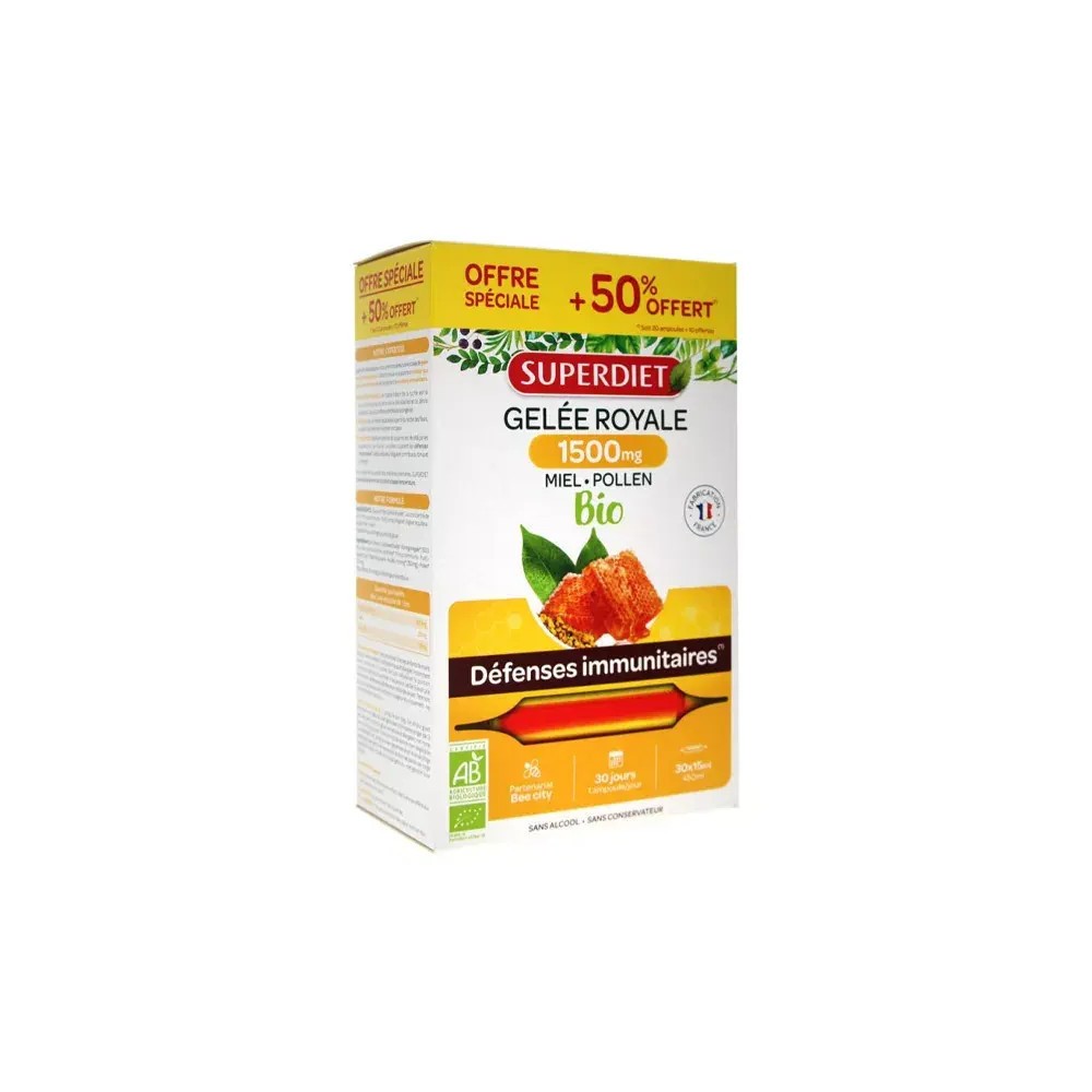 Superdiet Gelée royale 1500 mg 20 ampoules
