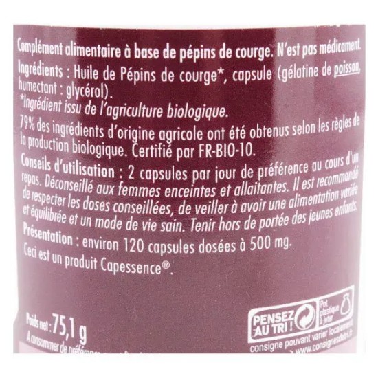 Superdiet Huile de pépins de courge 120 gélules