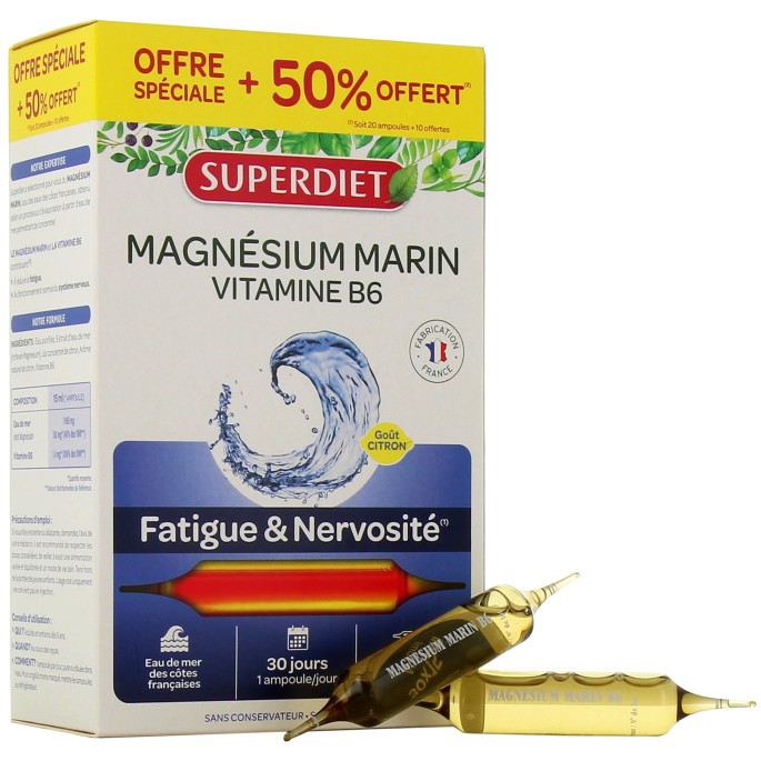 Superdiet Magnésium Marin B6 20 ampoules