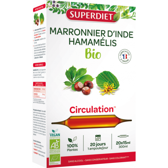 Superdiet Marron d'Inde et Hamamélis 20 ampoules