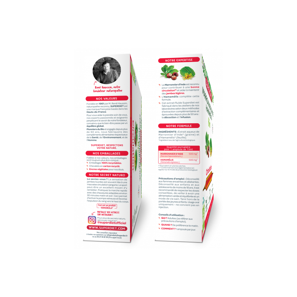 Superdiet Marron d'Inde et Hamamélis 20 ampoules
