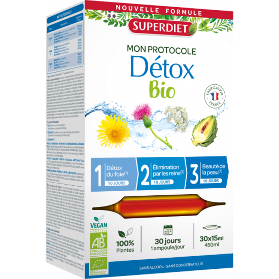 Superdiet Protocole Détox Bio 30 ampoules
