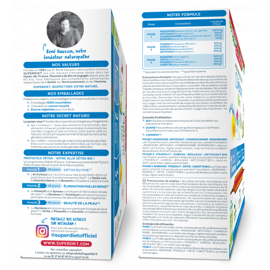 Superdiet Protocole Détox Bio 30 ampoules