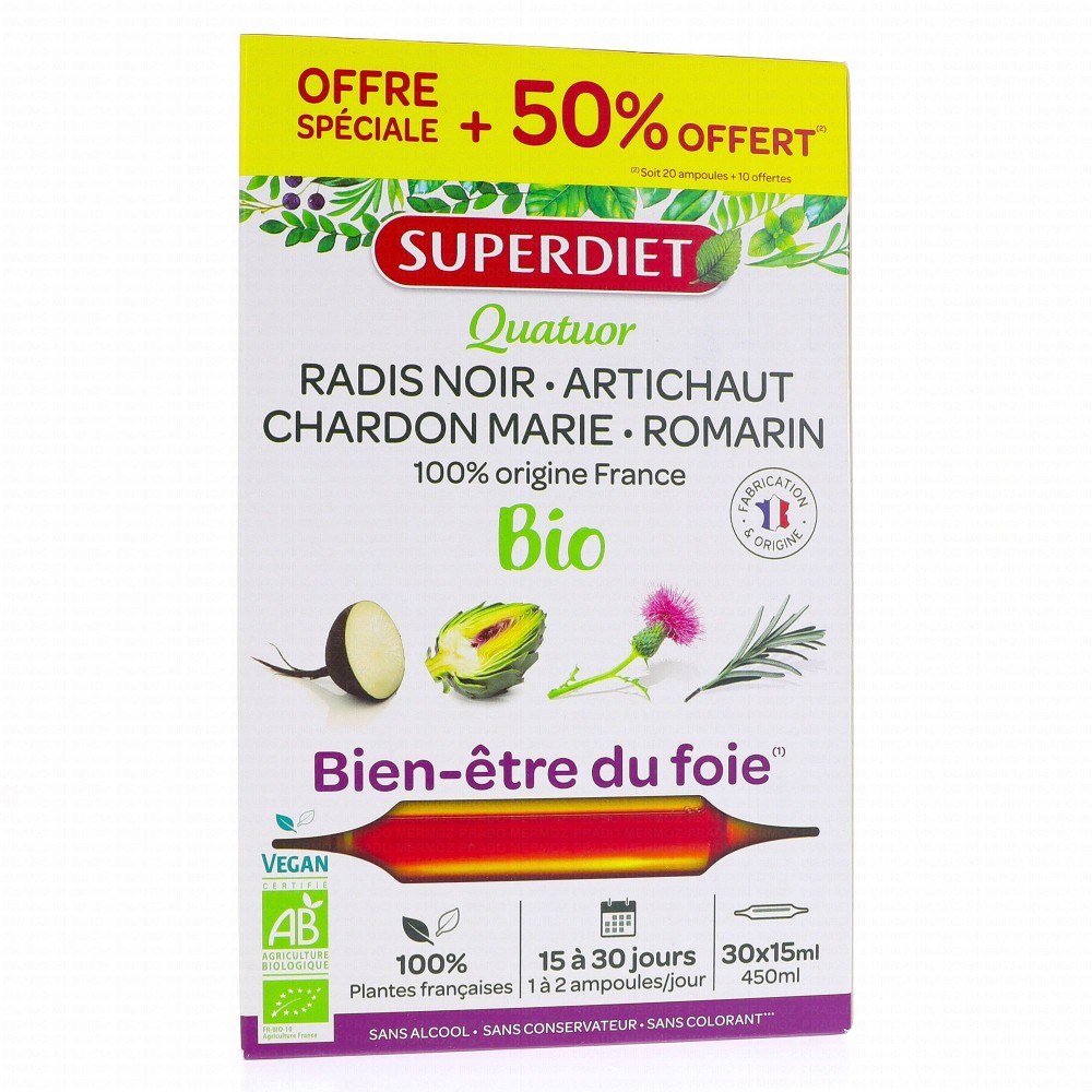 Superdiet Quatuor Bien-Être du Foie 20 ampoules