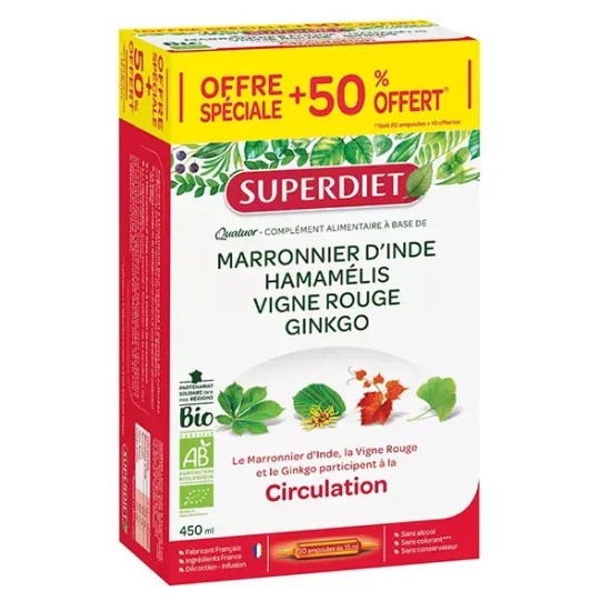 Superdiet Quatuor Circulation 20 Ampoules