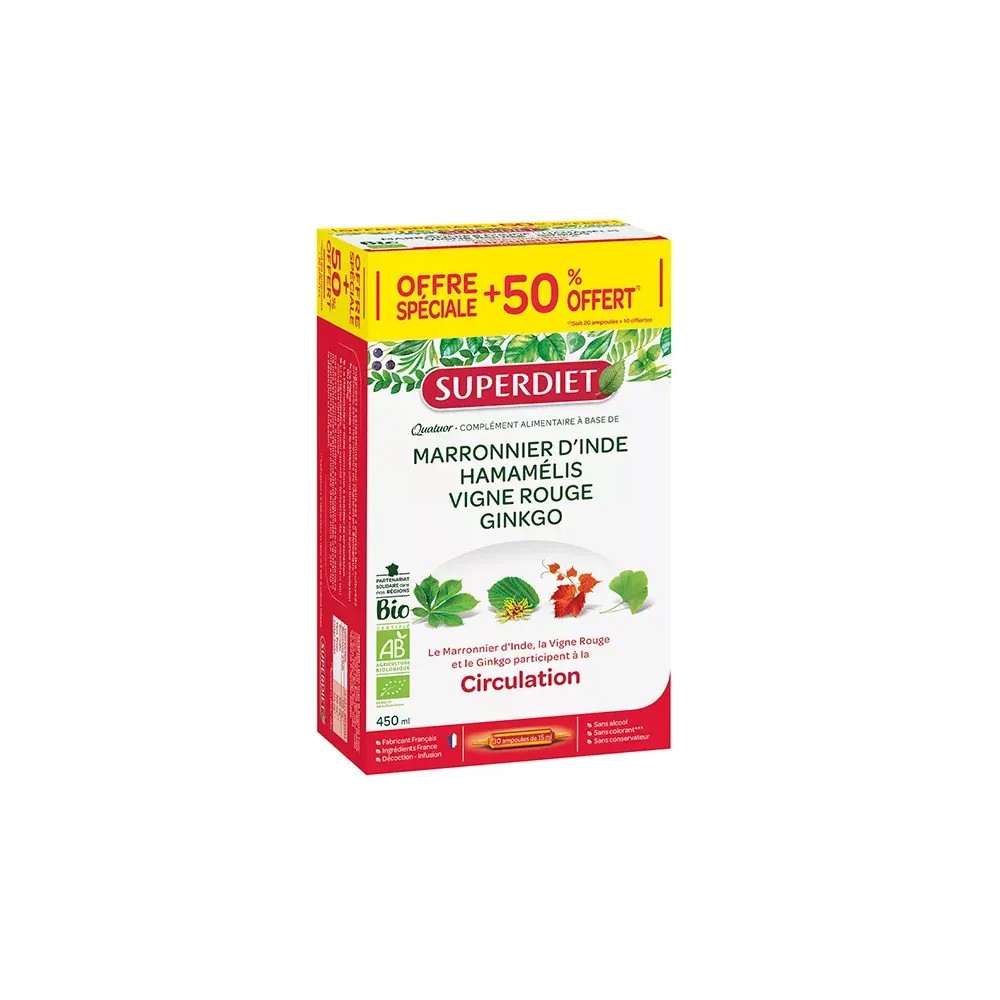 Superdiet Quatuor Circulation 20 Ampoules