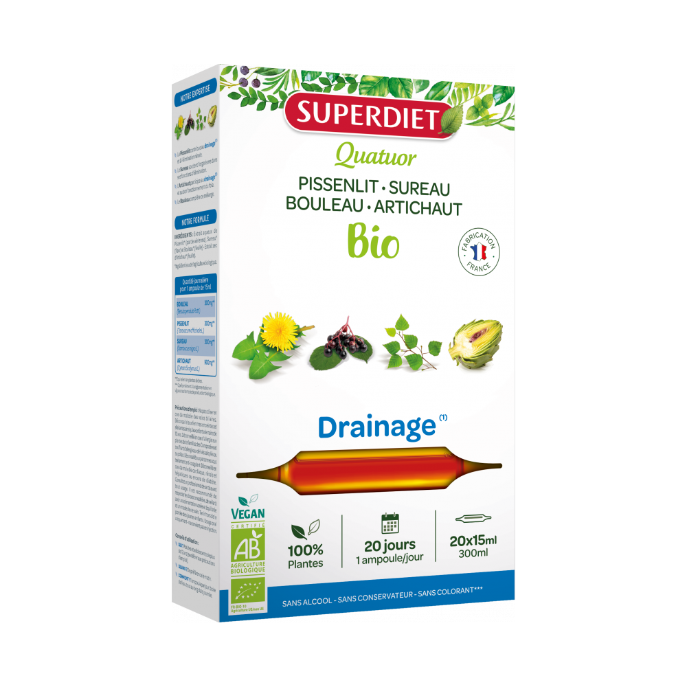 Superdiet Quatuor Drainage Bio 20 ampoules