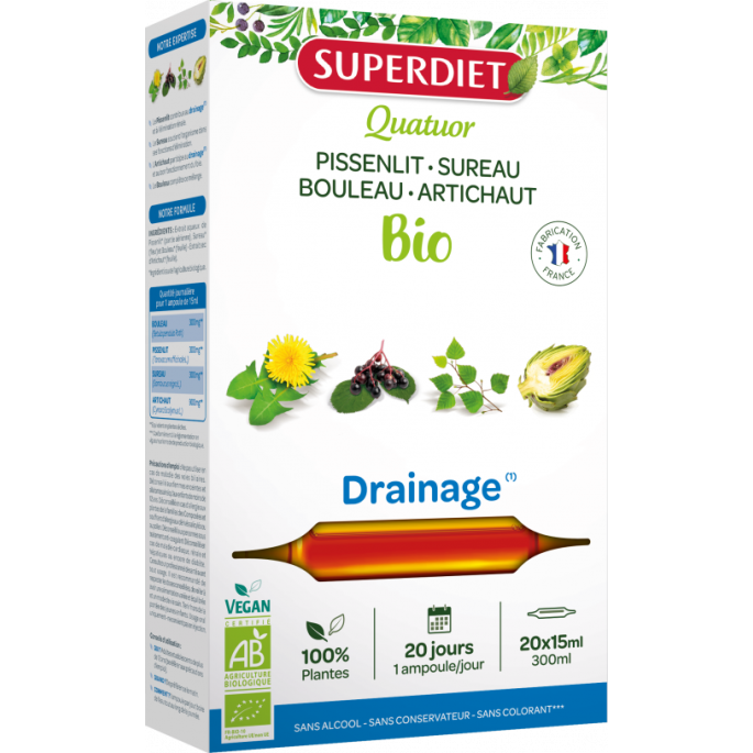 Superdiet Quatuor Drainage Bio 20 ampoules