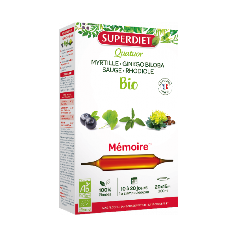 Superdiet Quatuor mémoire 20 ampoules