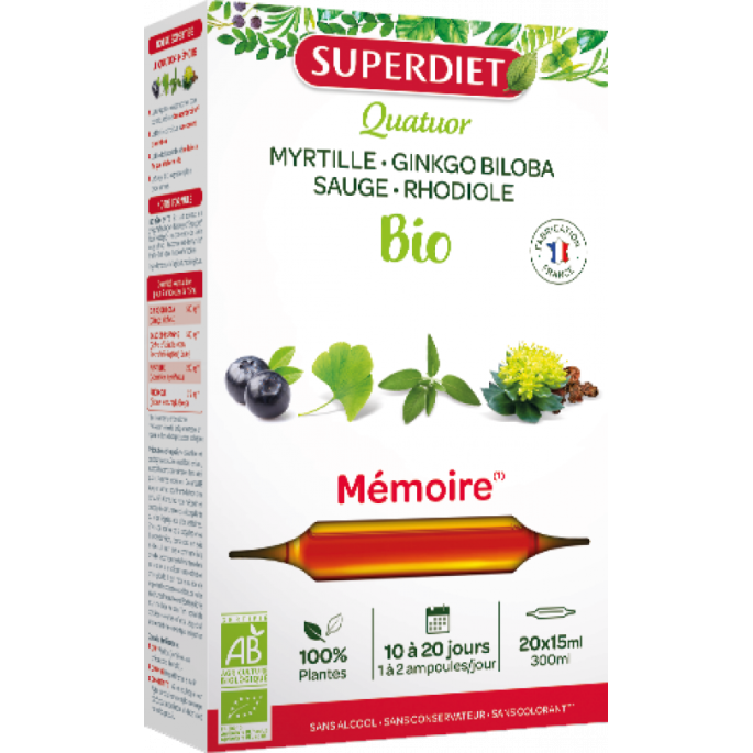 Superdiet Quatuor mémoire 20 ampoules