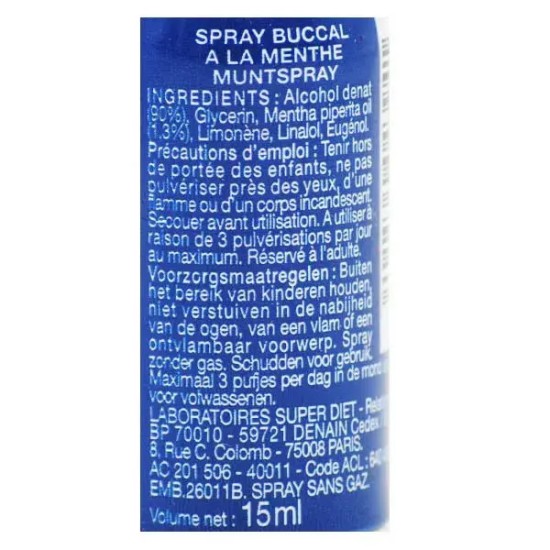 Superdiet Spray buccal à la menthe 15 ml