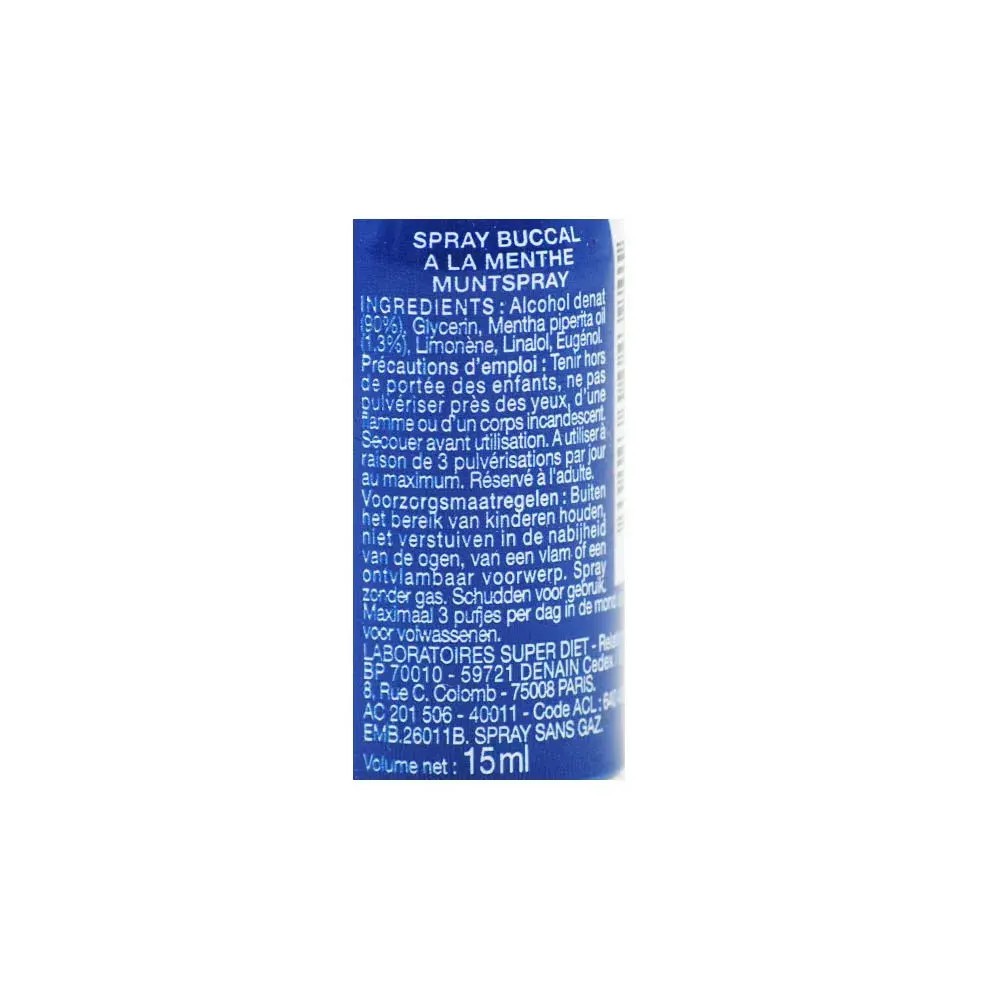Superdiet Spray buccal à la menthe 15 ml
