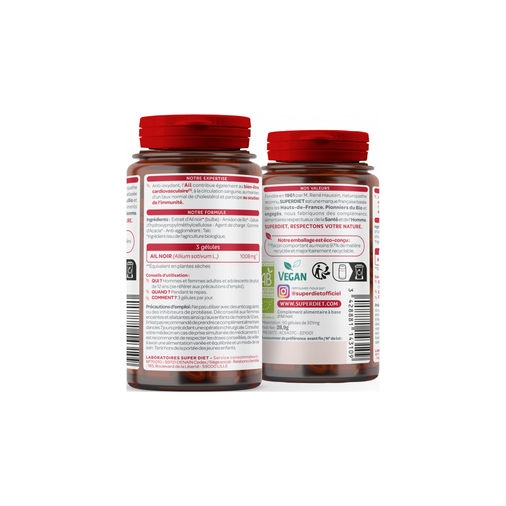 Superdiet Ail Noir Bio 90 Gélules