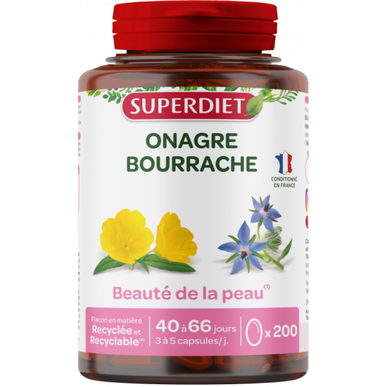 Superdiet onagre bourrache 200 capsules