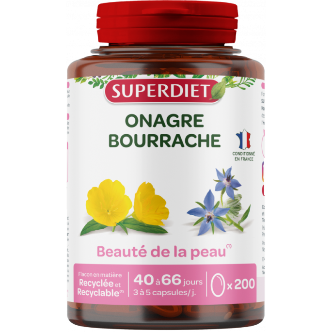 Superdiet onagre bourrache 200 capsules
