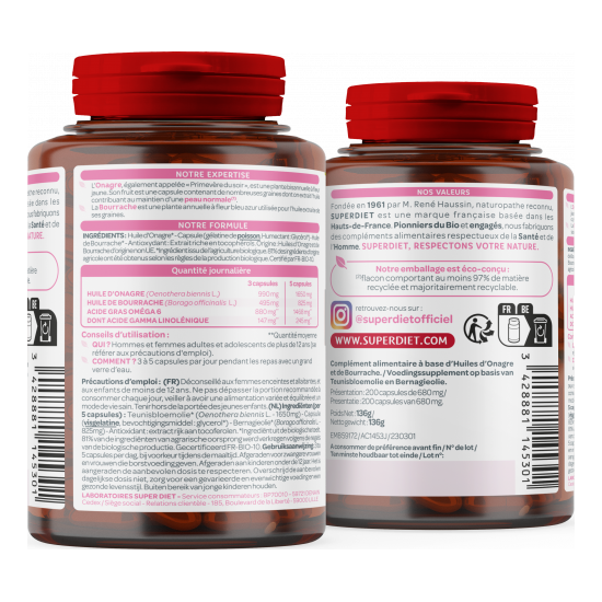 Superdiet onagre bourrache 200 capsules