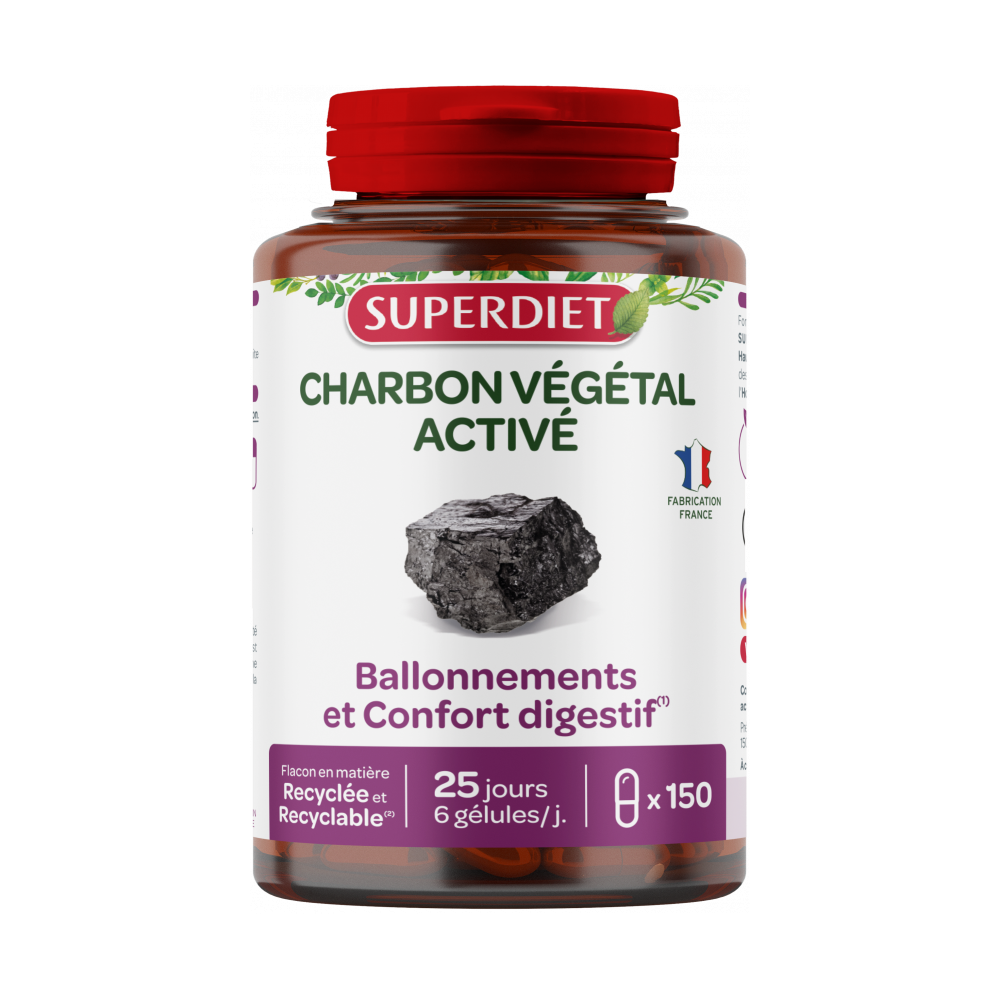 Superdiet Charbon Végétal Activé 150 gélules