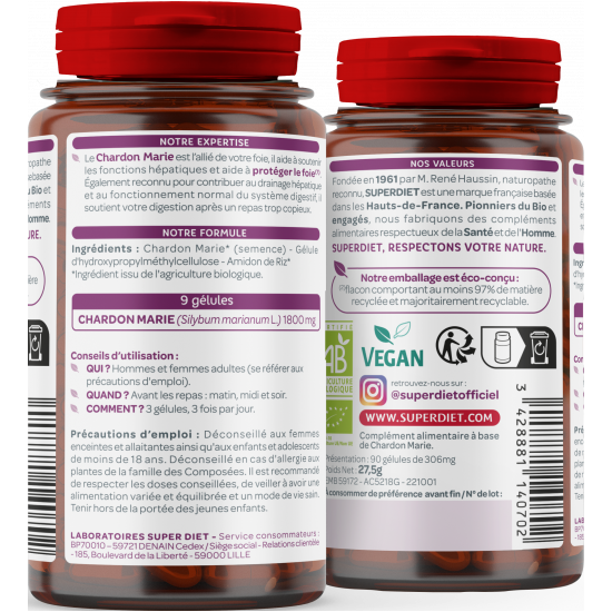Superdiet Chardon Marie Bio 90 gélules