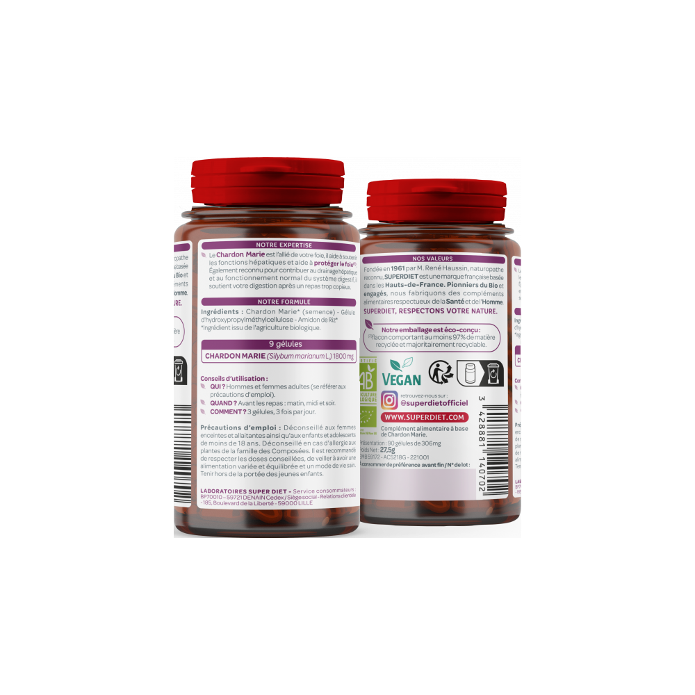 Superdiet Chardon Marie Bio 90 gélules