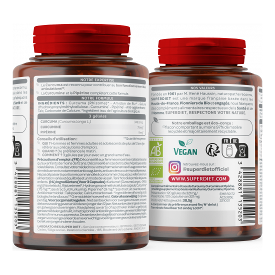 Superdiet Curcuma Pipérine 120 gélules