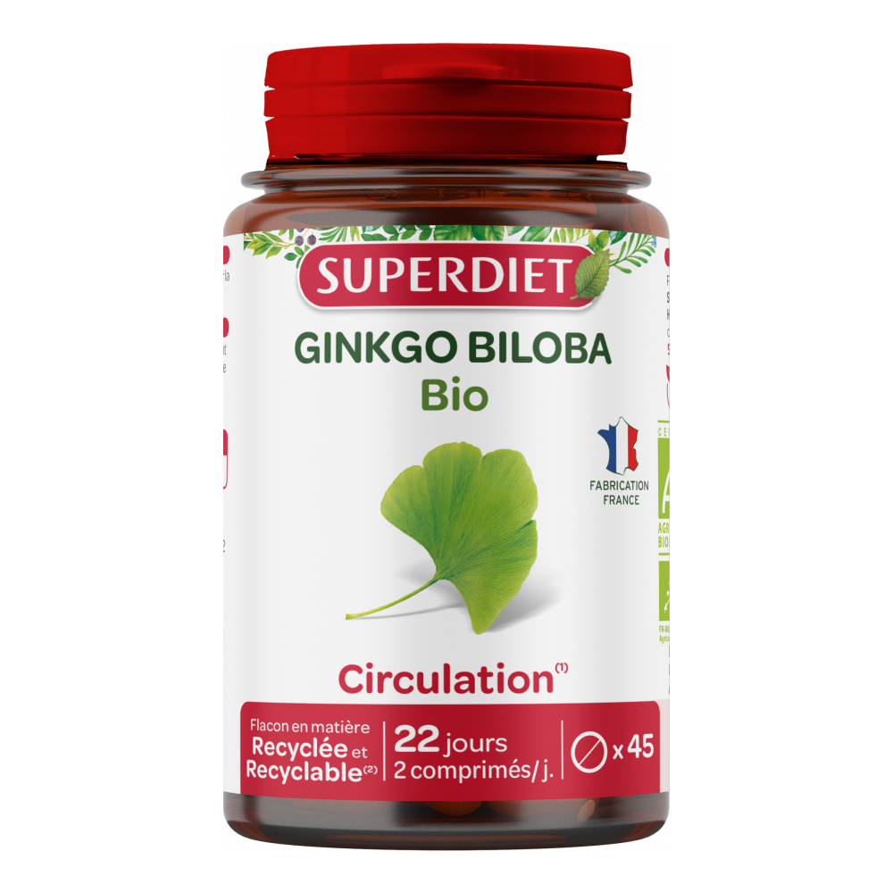 Superdiet Ginkgo Biloba Bio 45 comprimés