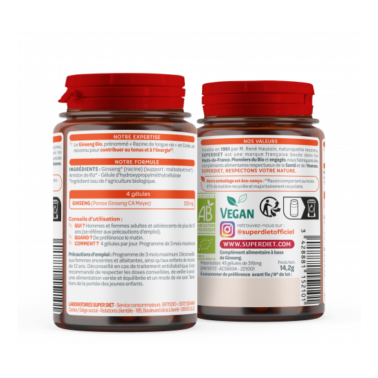 Superdiet Ginseng Bio 45 gélules