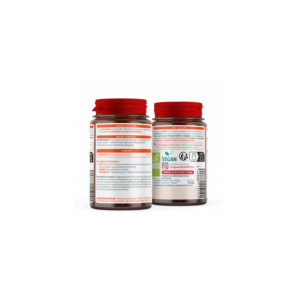 Superdiet Ginseng Bio 45 gélules
