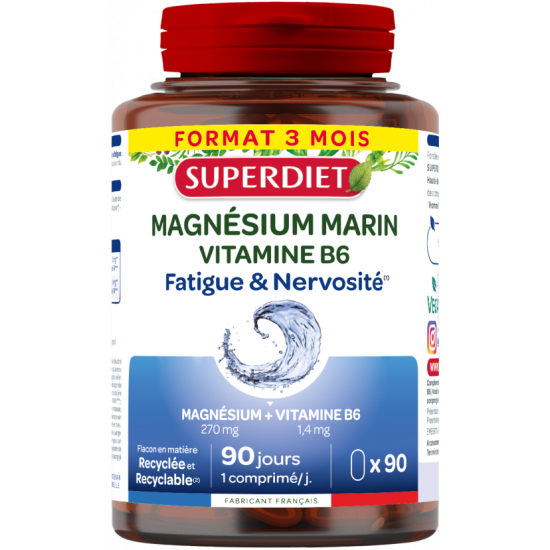 Superdiet magnésium marin + vitamine B6 90 comprimés