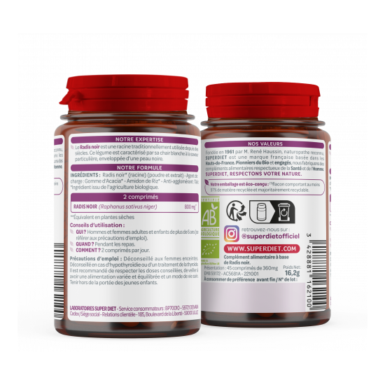 Superdiet Radis Noir Bio 45 Comprimés