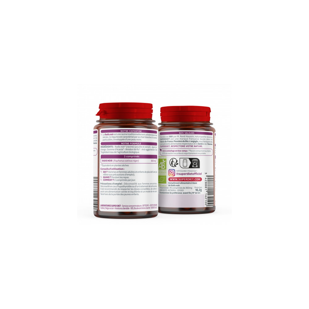 Superdiet Radis Noir Bio 45 Comprimés