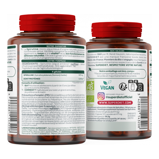 Superdiet Spiruline Bio 120 gélules