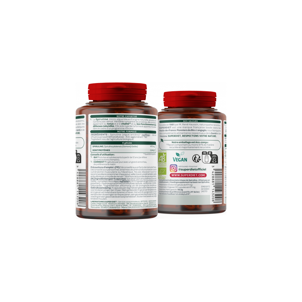 Superdiet Spiruline Bio 120 gélules