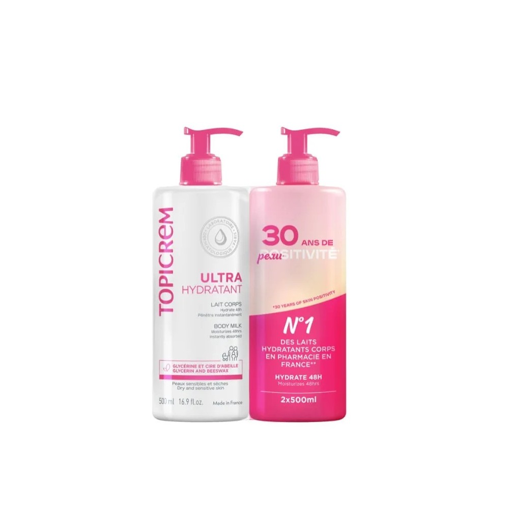 Topicrem lait corps ultra hydratant duo 500 ml