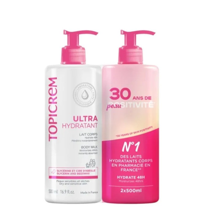 Topicrem lait corps ultra hydratant duo 500 ml