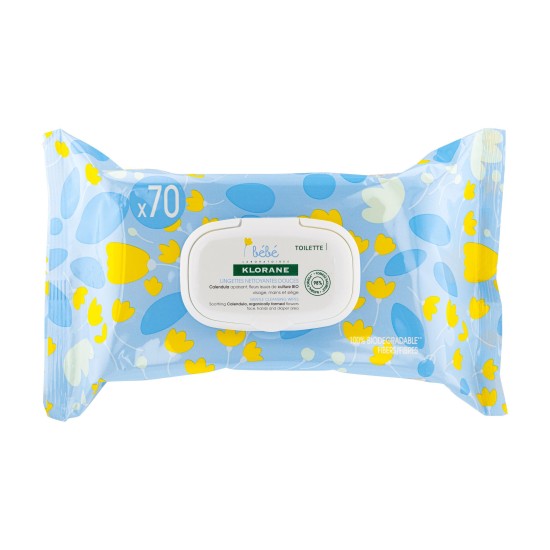 Klorane Lingettes nettoyantes douces 70 unités