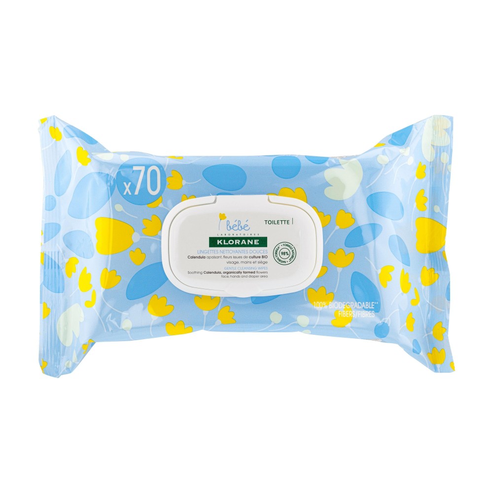 Klorane Lingettes nettoyantes douces 70 unités