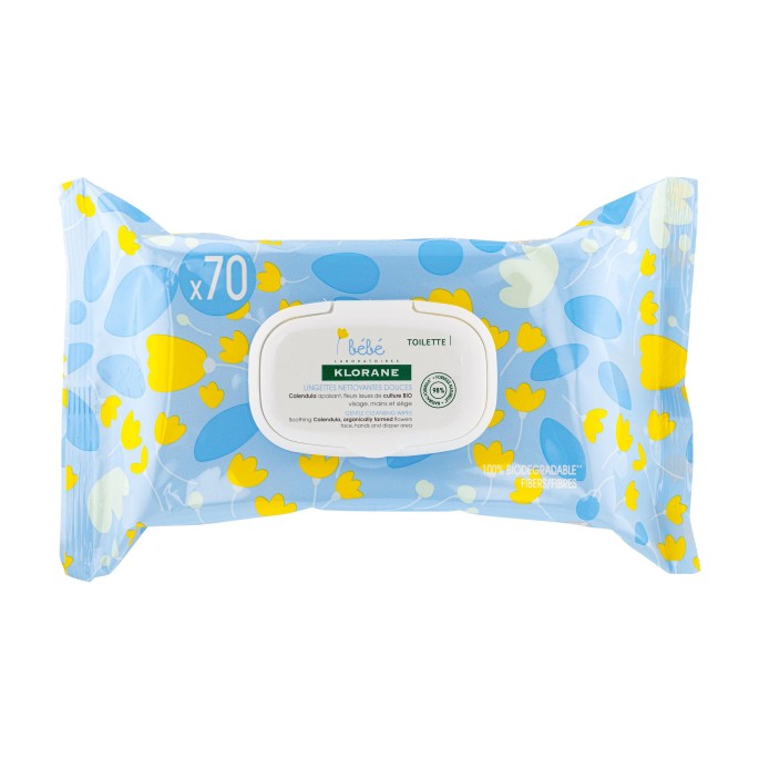 Klorane Lingettes nettoyantes douces 70 unités