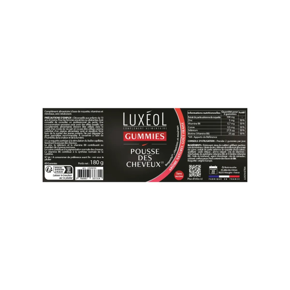 Luxéol gummies pousse des cheveux